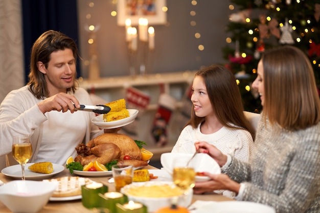 beautiful family spending Christmas at home