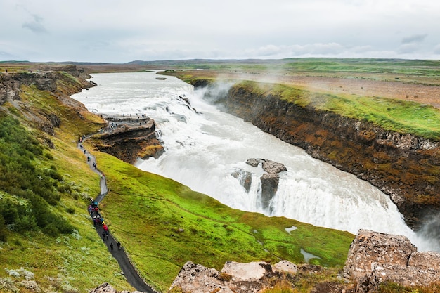 Beautiful and famous Gullfoss waterfall, Golden circle route in Iceland