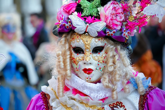 Beautiful and fantastic masks and costumes of elegant and magnificent designs at the Venice Carnival