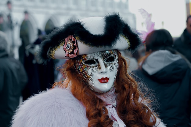 Beautiful and fantastic masks and costumes of elegant and magnificent designs at the Venice Carnival