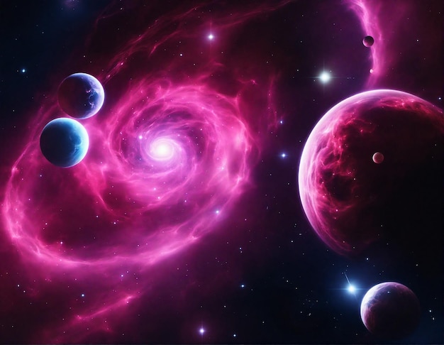 Foto bella fantastica nebulosa spaziale stelle e pianeti nella galassia profonda