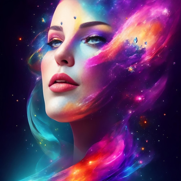 Beautiful fantasy abstract portrait of a beauti