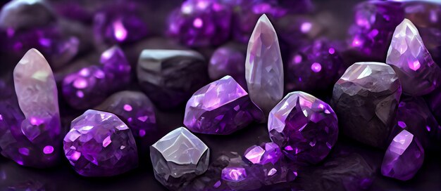 Beautiful fantasy amethyst crystal purple stone generative ai illustration