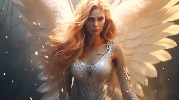 Beautiful fantasy angel light royalty wallpaper image AI generated art