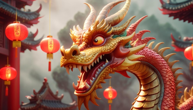 Photo beautiful fantasy dragon year of the dragon according to the eastern horoscope
