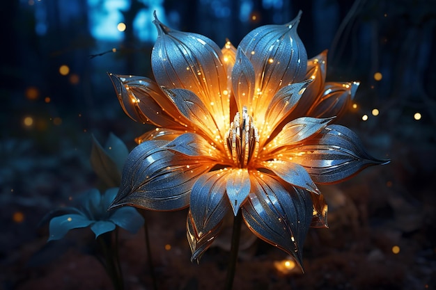 Beautiful fantasy flower in the forest