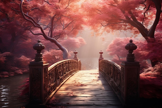 beautiful fantasy forest in a pink scenario High quality photo