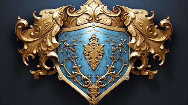 Beautiful fantasy heraldic shield with ornate