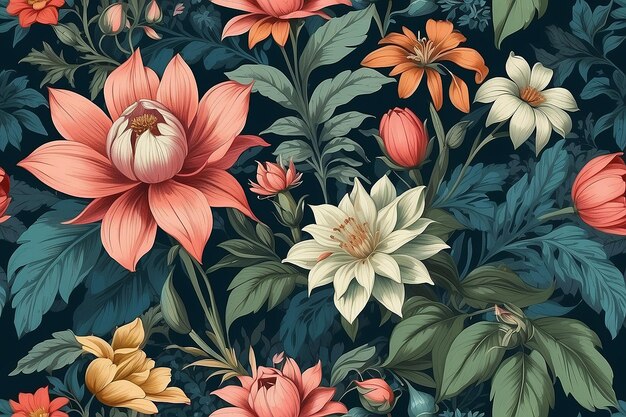 Photo beautiful fantasy vintage wallpaper botanical flower bunch generative ai