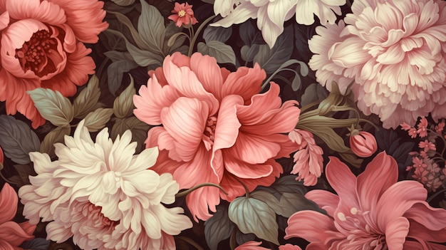 Beautiful fantasy vintage wallpaper botanical flower