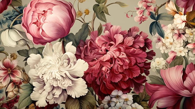 Beautiful fantasy vintage wallpaper botanical flower