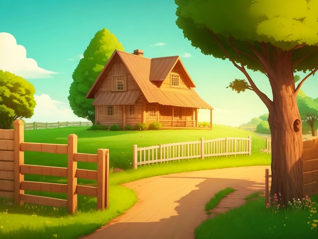 Photo a beautiful farm tree wooden house room