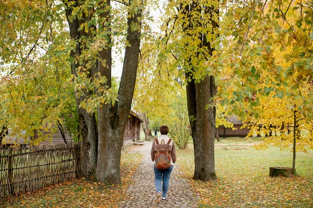 Beautiful farmer in autumn time