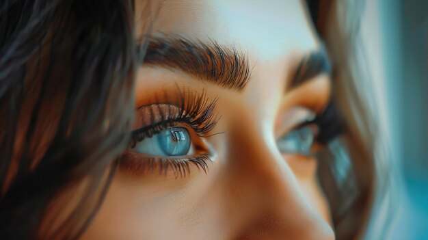 아름다운 패션 고급스러운 메이크업 긴 눈<unk> 완벽한 피부 얼굴 메이크업 아름다움 브루 생성 AI
