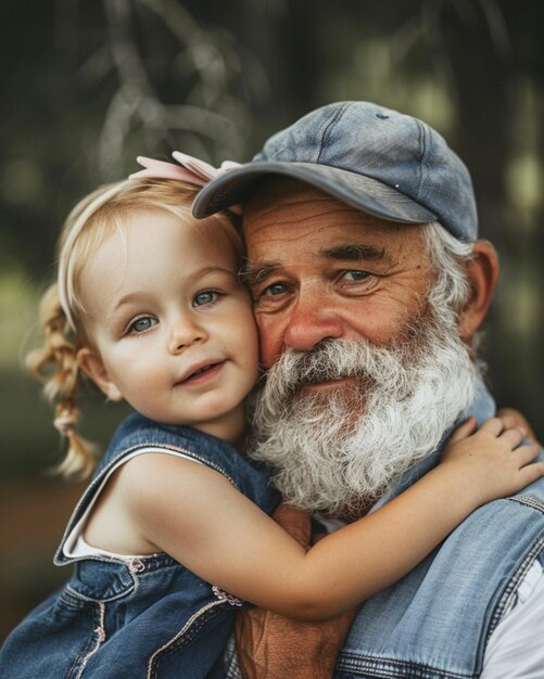 Foto bellissimo servizio fotografico per la festa dei padri in posture adorabili e sorridenti luogo meraviglioso nella natura