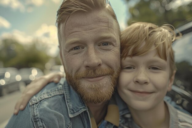 Photo beautiful fathers day photo shoot in adorable and smiling poses wonderful place in nature