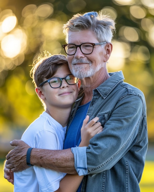 Premium Photo Beautiful Fathers Day Photo Shoot in adorable and Smiling Poses Wonderful Place