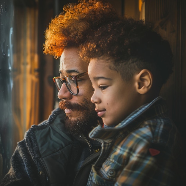 Photo beautiful fathers day photo shoot in adorable and smiling poses wonderful place in nature