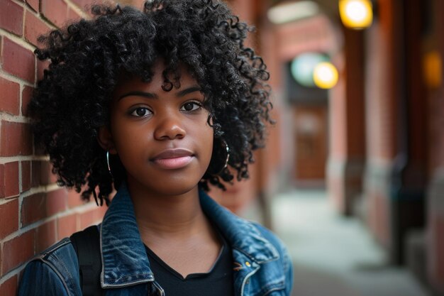 Beautiful female african american university student portrait