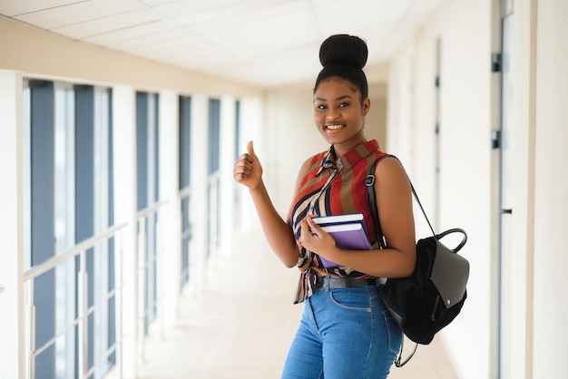 Beautiful female african american university student portrait