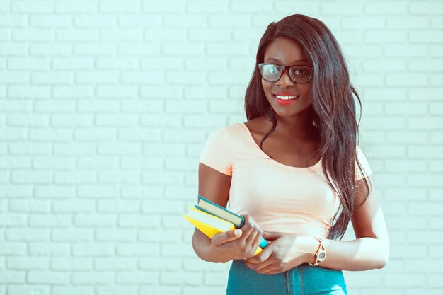 Beautiful female african american university student portrait