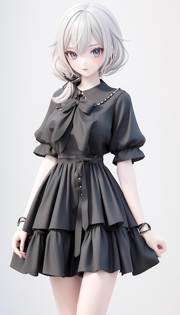 Anime girl in a dark dress AI generated image - Stock Illustration  [98559085] - PIXTA