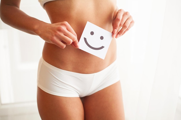 Beautiful Female Body In Panties With Smile Card