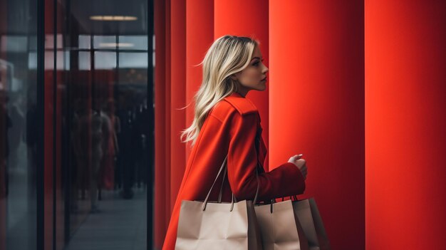 Foto bella donna che porta le borse della spesa bella donna con molte borse della shopping