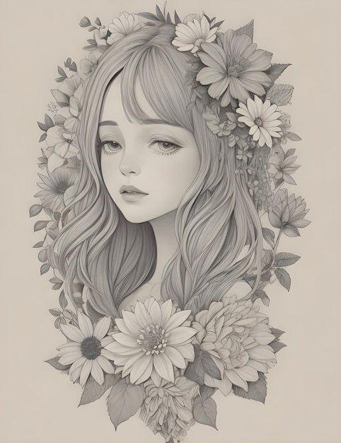 Photo beautiful female flower illustration