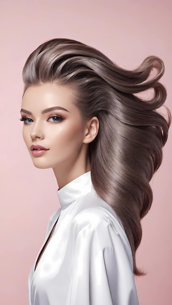 Beautiful female hairstyle model portrait illustration