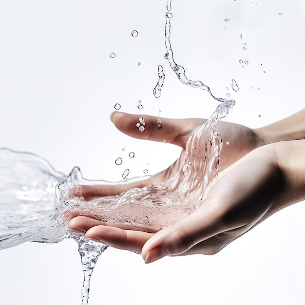 Beautiful female hands washing with crystal clear water