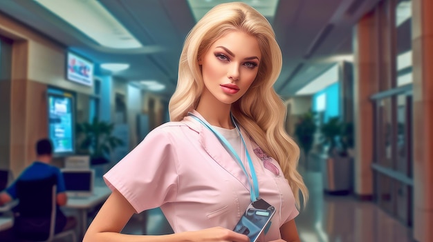Beautiful female nurse in the clinic