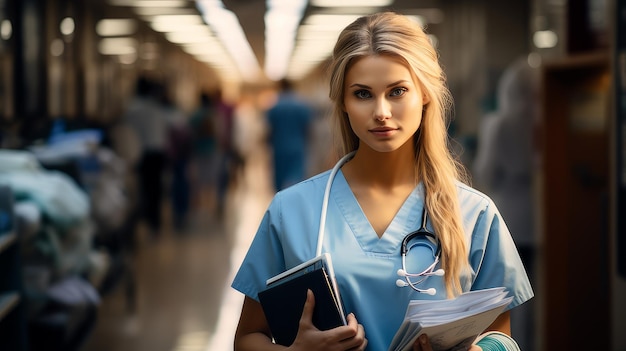 Beautiful female nurse in the clinic