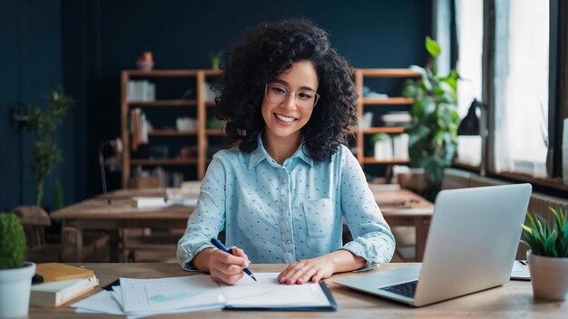 Beautiful female office worker carrying out administrative work for company