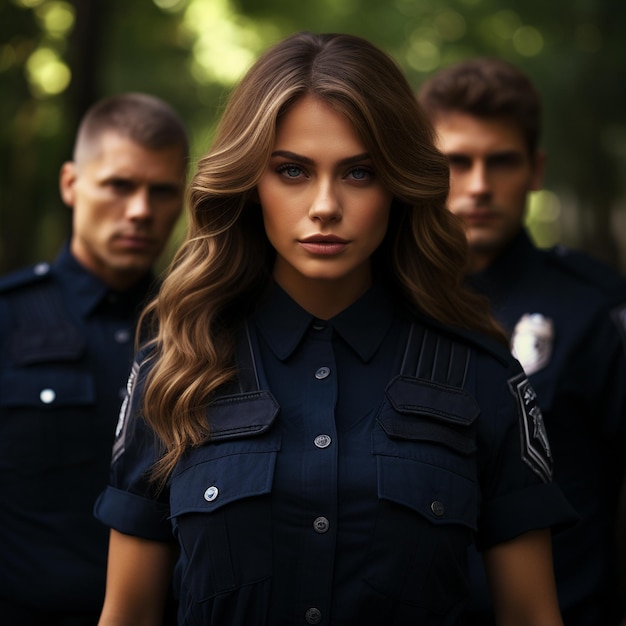 Foto bello ufficiale di polizia femminile