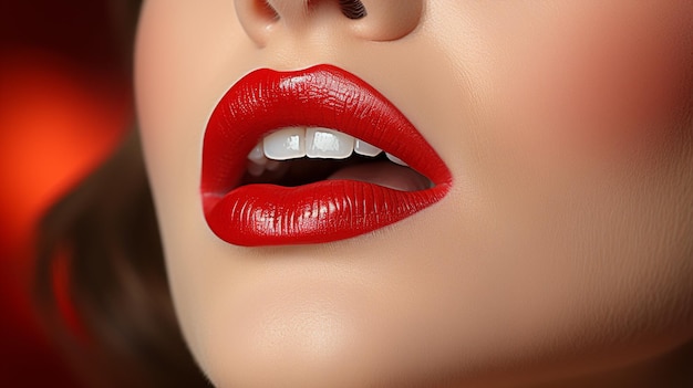 Beautiful female red lips HD 8K wallpaper Stock Photographic Image