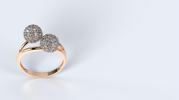 Красивое женское кольцо цвета драгоценного камня розового или желтого или белого золота или платины 3d визуализация