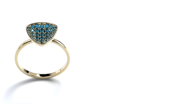 Bellissimo anello femminile colore gemma pietra rosa o oro giallo o bianco o platino 3d rendering