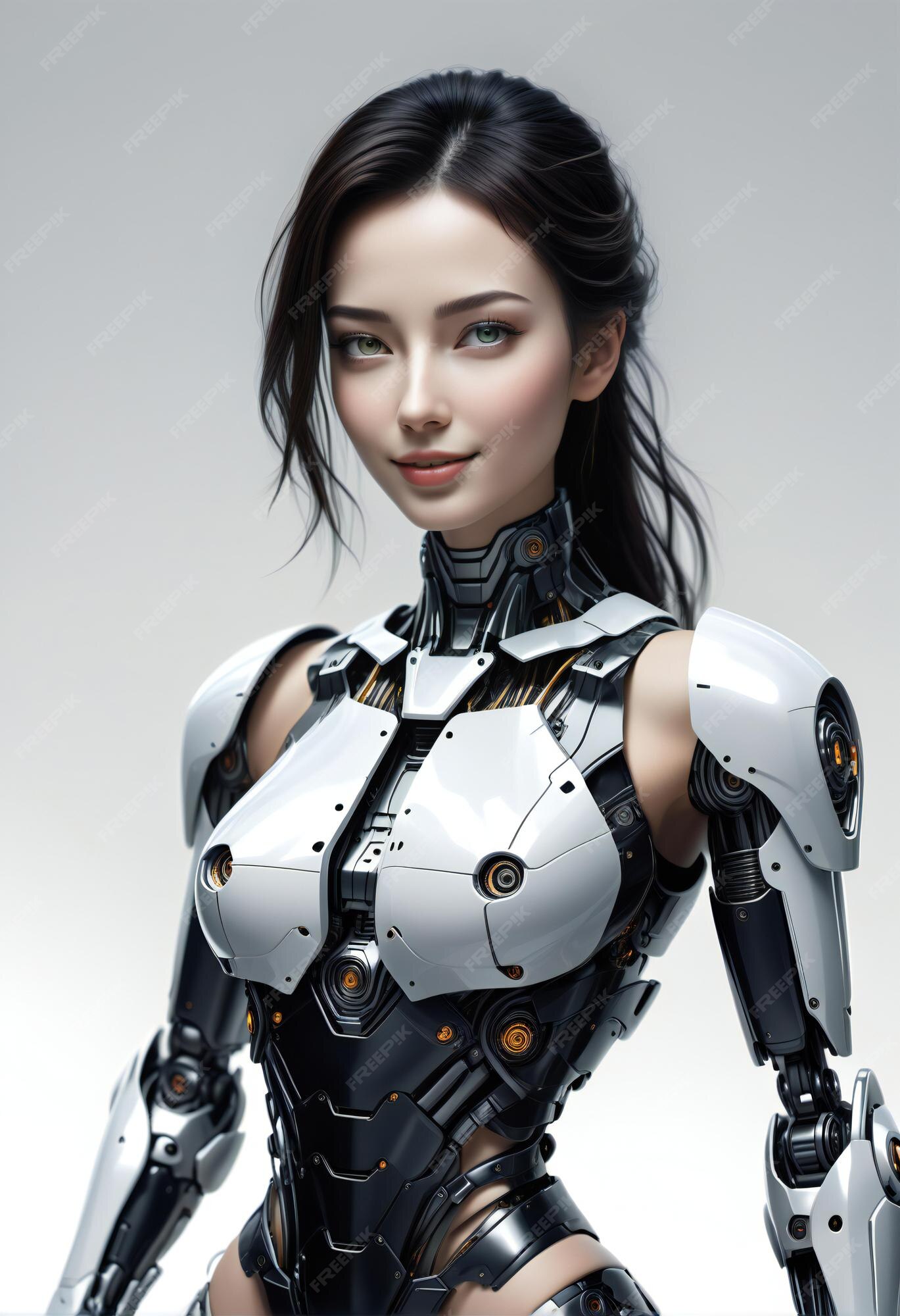 Premium Photo Beautiful female robot with perfect skin posing in