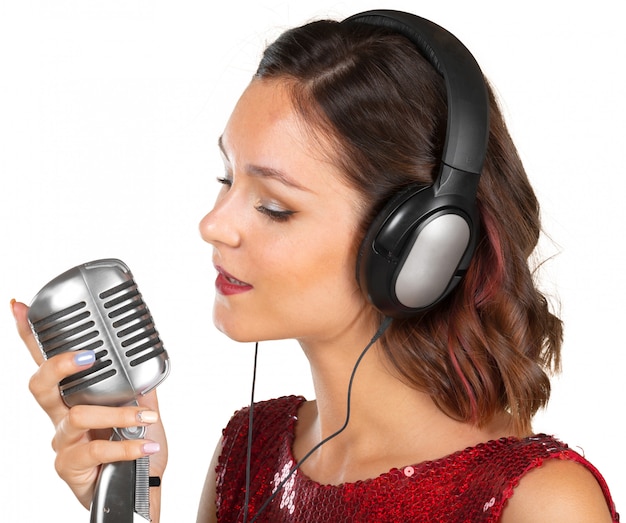 Beautiful female singer singing a song