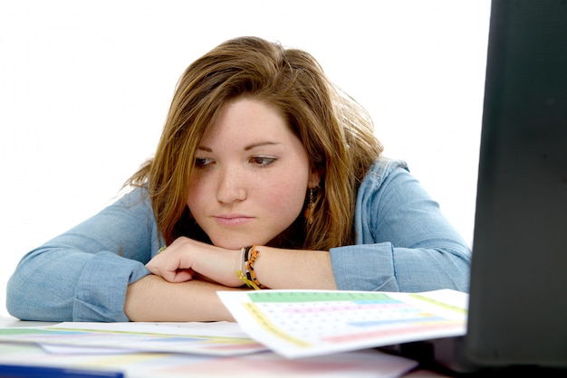 Photo beautiful female student tired