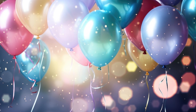 Beautiful Festive Background with Multicolored Balloons Generative AI