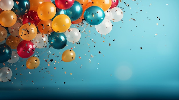 Photo beautiful festive background with multicolored balloons