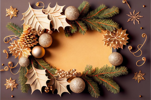 Beautiful festive christmas decorated background mockup with copy space 3D illustration