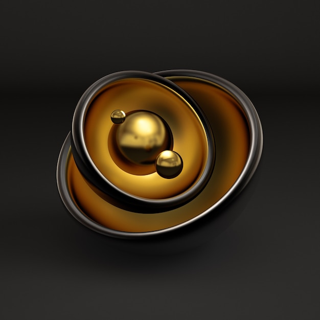 beautiful festive gift wrap, inside golden on a black background. 3d illustration, 3d rendering.