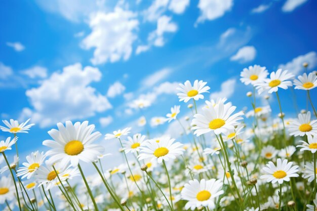 Beautiful Field of Daisies in Full Bloom Floral Pasture with Bright Blossoms Chamomile
