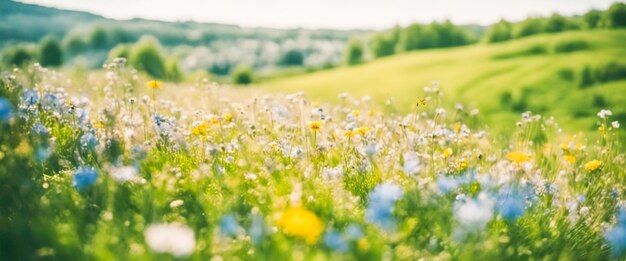 写真 午前中の美しい野原の草原の花 ⁇ 自然景観のクローズアップマクロ