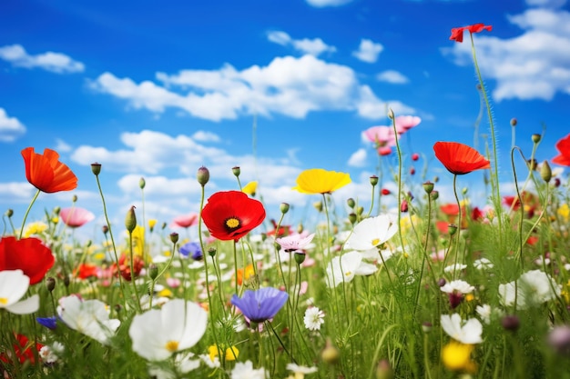 Beautiful field of poppy flowers