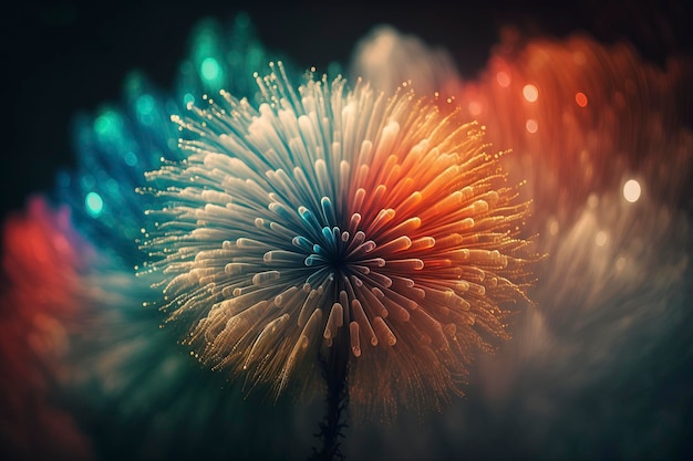 Beautiful fireworks closeup AI technology generated image