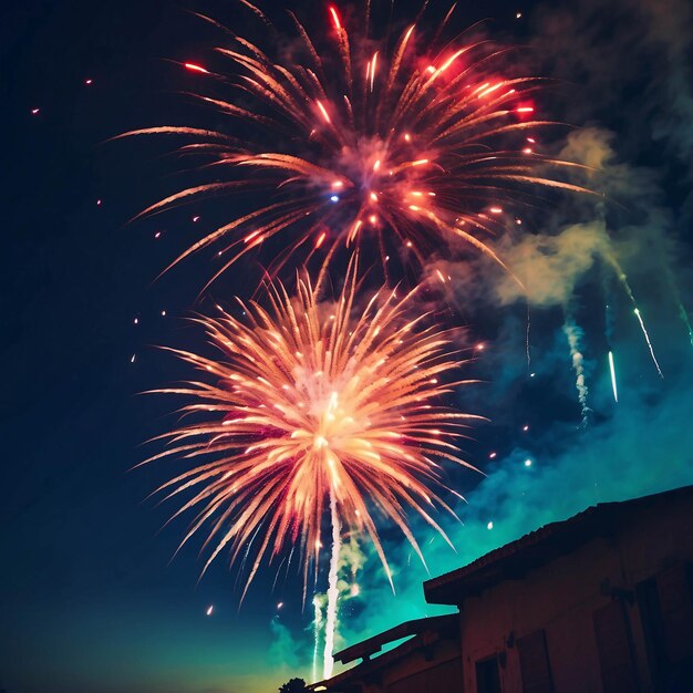 Beautiful fireworks festival show celebration on the sky at night time